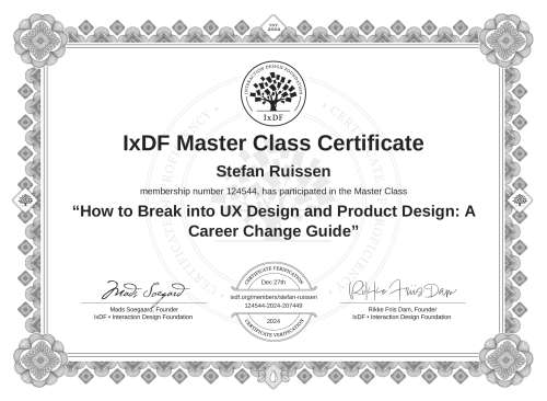 How to Break into UX Design and Product Design: A Career Change Guide certificate