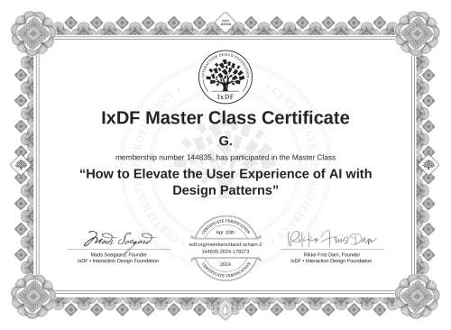 How to Elevate the User Experience of AI with Design Patterns certificate