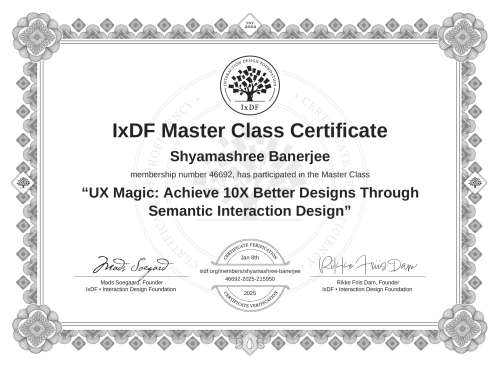 UX Magic: Achieve 10X Better Designs Through Semantic Interaction Design certificate