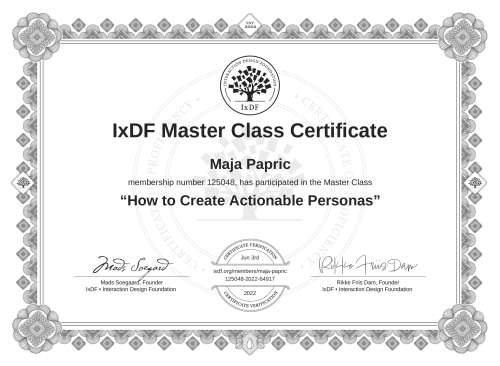How to Create Actionable Personas certificate