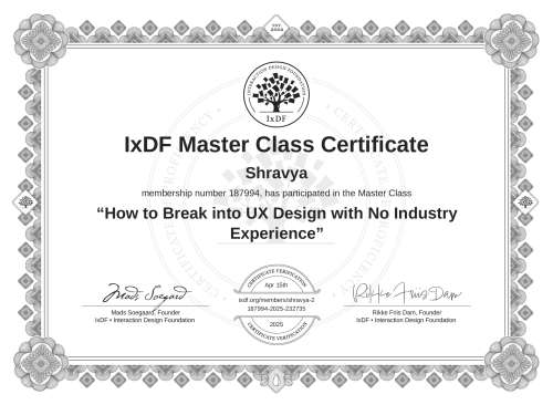 How to Break into UX Design with No Industry Experience certificate