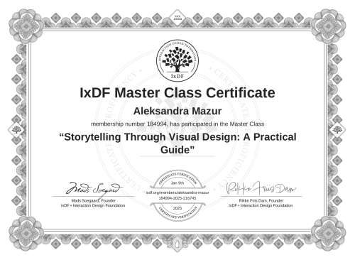 Storytelling Through Visual Design: A Practical Guide certificate