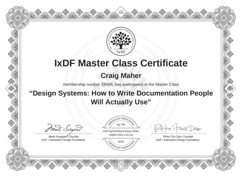 Design Systems: How to Write Documentation People Will Actually Use certificate
