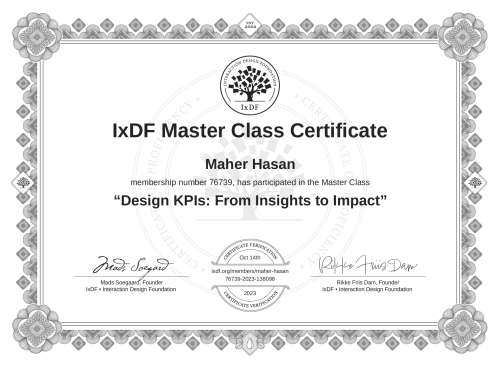 Design KPIs: From Insights to Impact certificate