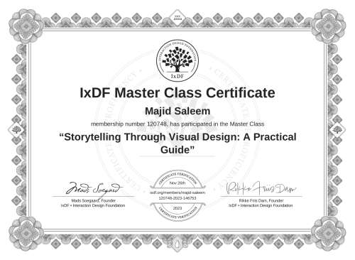 Storytelling Through Visual Design: A Practical Guide certificate