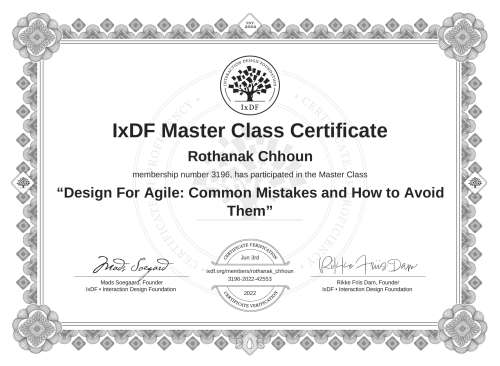 Design For Agile: Common Mistakes and How to Avoid Them certificate