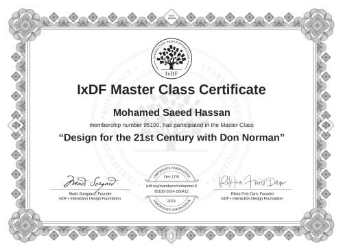 Design for the 21st Century with Don Norman certificate