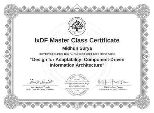 Design for Adaptability: Component-Driven Information Architecture certificate
