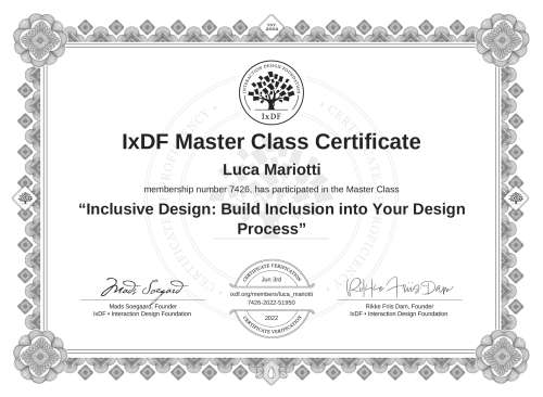 Inclusive Design: Build Inclusion into Your Design Process certificate