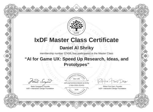 AI for Game UX: Speed Up Research, Ideas, and Prototypes certificate