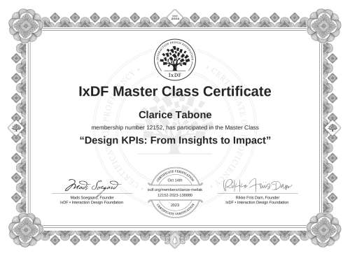 Design KPIs: From Insights to Impact certificate