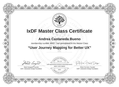 User Journey Mapping for Better UX certificate