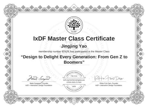 Design to Delight Every Generation: From Gen Z to Boomers certificate