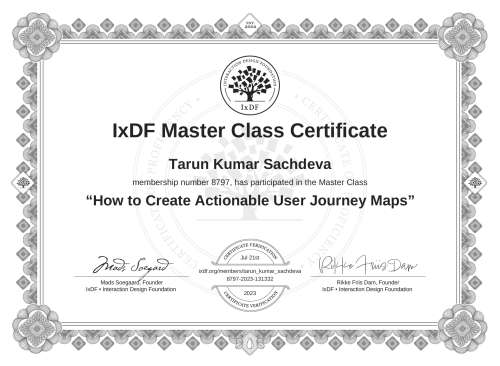How to Create Actionable User Journey Maps certificate