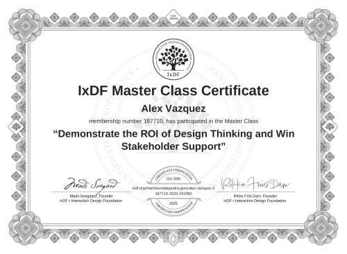 Demonstrate the ROI of Design Thinking and Win Stakeholder Support certificate