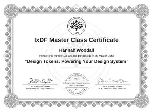 Design Tokens: Powering Your Design System certificate