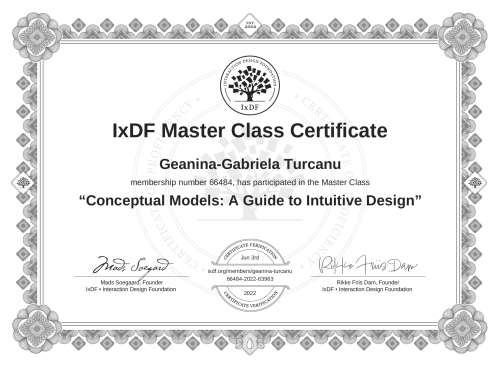 Conceptual Models: A Guide to Intuitive Design certificate