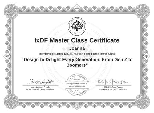 Design to Delight Every Generation: From Gen Z to Boomers certificate
