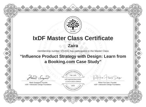 Influence Product Strategy with Design: Learn from a Booking.com Case Study certificate