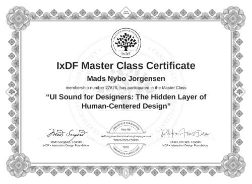 UI Sound for Designers: The Hidden Layer of Human-Centered Design certificate