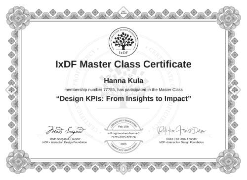 Design KPIs: From Insights to Impact certificate