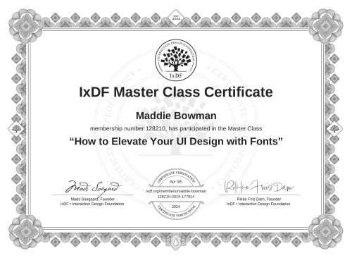 How to Elevate Your UI Design with Fonts certificate