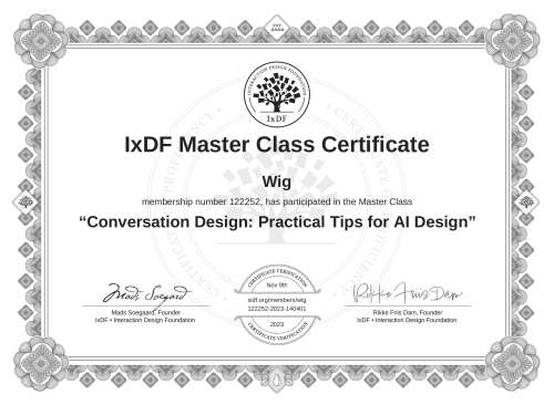 Conversation Design: Practical Tips for AI Design certificate