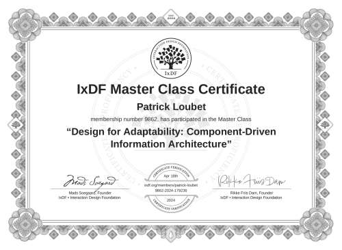 Design for Adaptability: Component-Driven Information Architecture certificate