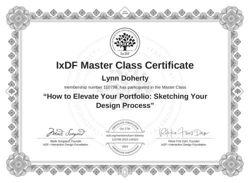How to Elevate Your Portfolio: Sketching Your Design Process certificate