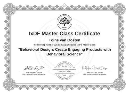 Behavioral Design: Create Engaging Products with Behavioral Science certificate