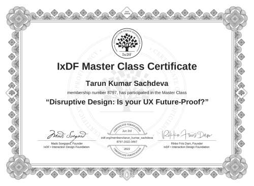 Disruptive Design: Is your UX Future-Proof? certificate