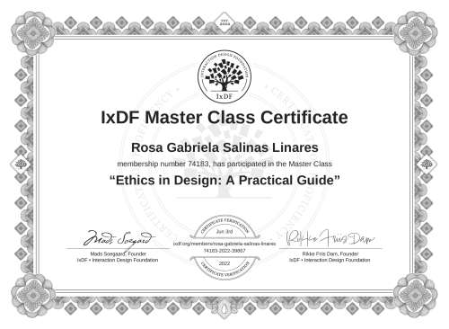 Ethics in Design: A Practical Guide certificate