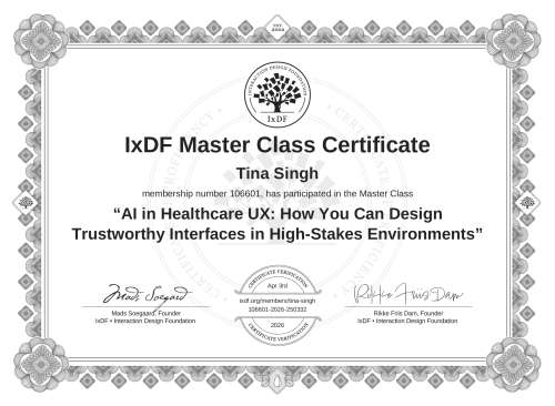 AI in Healthcare UX: How You Can Design Trustworthy Interfaces in High-Stakes Environments certificate