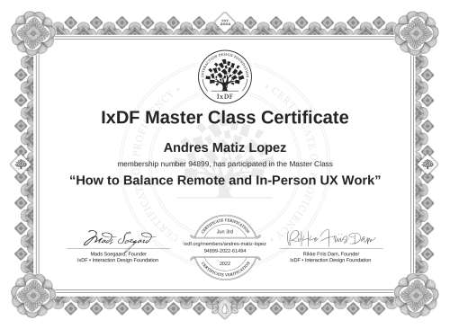 How to Balance Remote and In-Person UX Work certificate