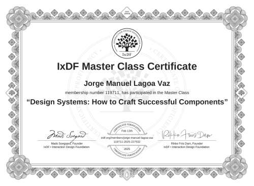 Design Systems: How to Craft Successful Components certificate