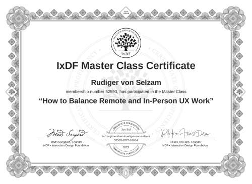 How to Balance Remote and In-Person UX Work certificate