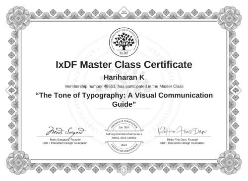 The Tone of Typography: A Visual Communication Guide certificate