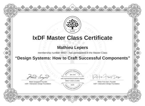 Design Systems: How to Craft Successful Components certificate