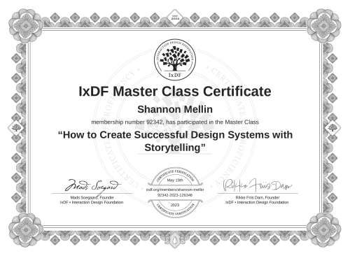 How to Create Successful Design Systems with Storytelling certificate
