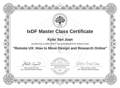 Remote UX: How to Move Design and Research Online certificate