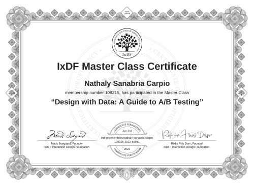 Design with Data: A Guide to A/B Testing certificate