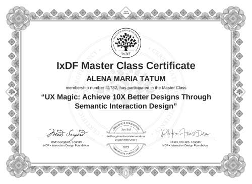 UX Magic: Achieve 10X Better Designs Through Semantic Interaction Design certificate