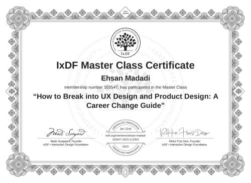 How to Break into UX Design and Product Design: A Career Change Guide certificate