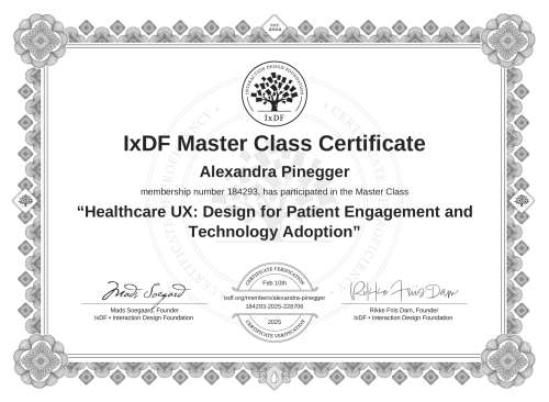 Healthcare UX: Design for Patient Engagement and Technology Adoption certificate