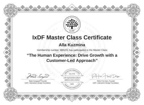 The Human Experience: Drive Growth with a Customer-Led Approach certificate