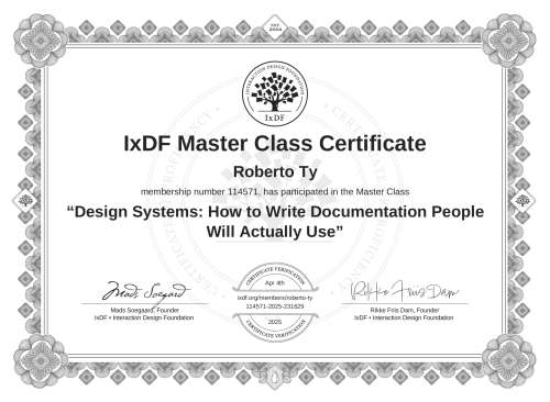 Design Systems: How to Write Documentation People Will Actually Use certificate