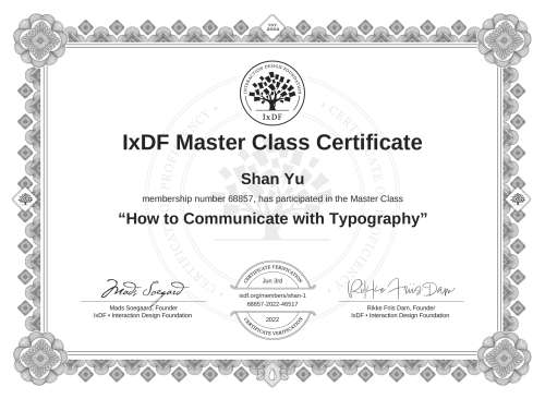 How to Communicate with Typography certificate