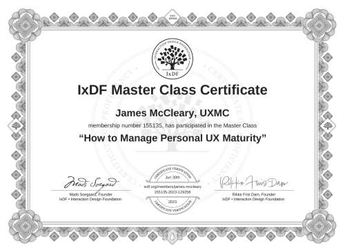 How to Manage Personal UX Maturity certificate