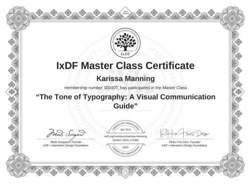 The Tone of Typography: A Visual Communication Guide certificate