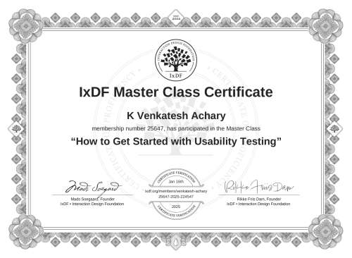How to Get Started with Usability Testing certificate